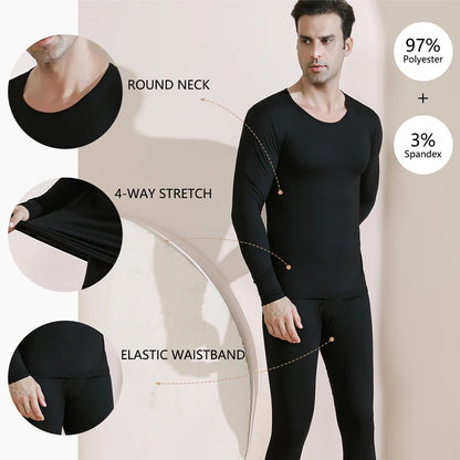 Long Johns Thermal Underwear Set for Men Fleece Lined Base