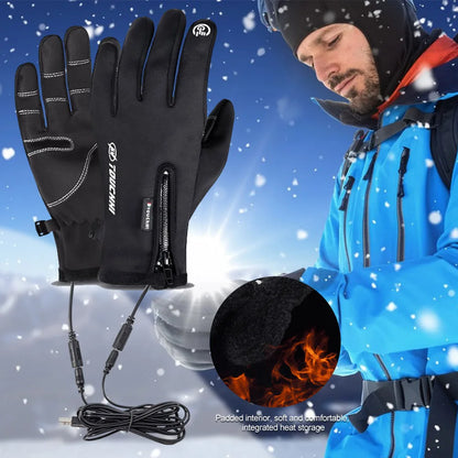 USB Touch Screen Gloves Heated Motorcycle Gloves Winter Skiing