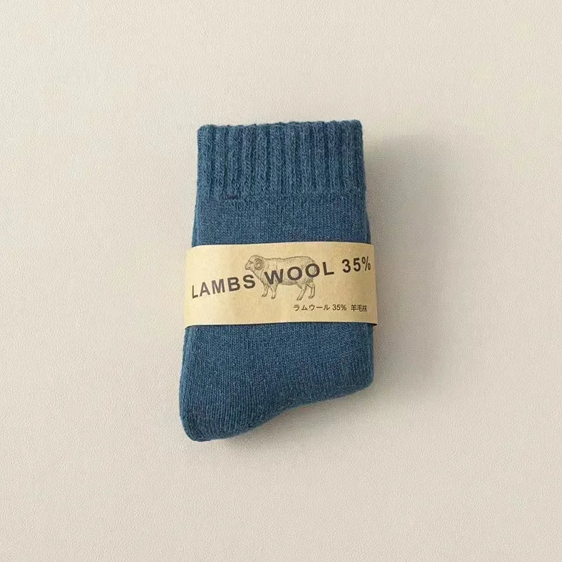 Winter 30% Wool Cashmere Warm Furry Kids Sock Chic Solid Color 🧦