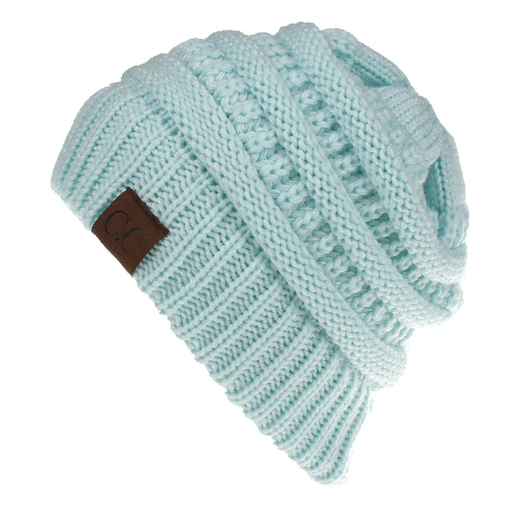 New Outdoor Warm Winter Woolen HatsAcrylic Open Horsetail