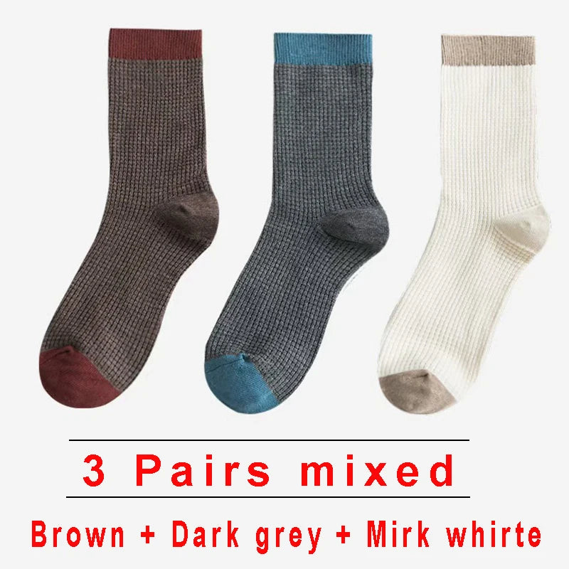 High-quality Harajuku Socks Men's mid-calf socks double-needle