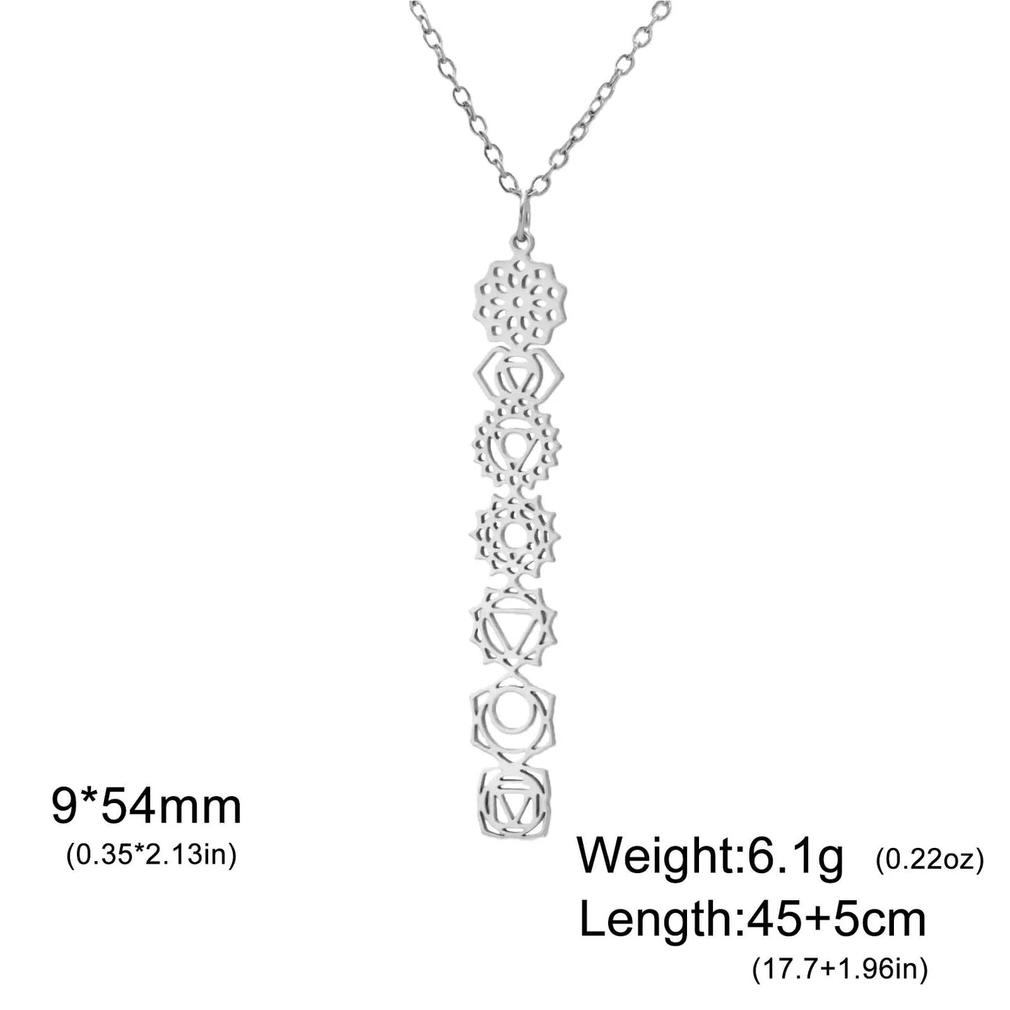 Meditation 7 Chakra Flower Necklaces for Women Stainless Steel