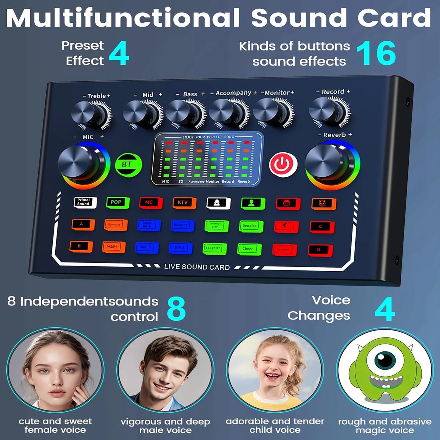 Live Sound Card Podcast Equipment With BM-800 Microphone
