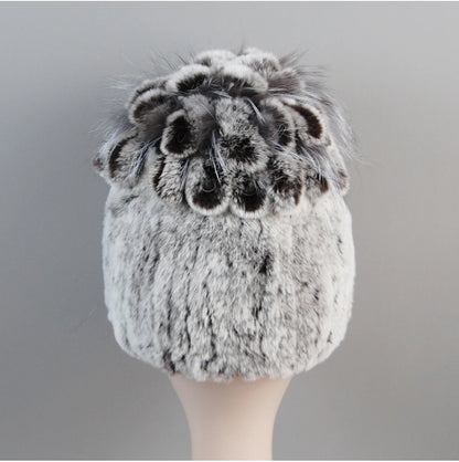 Fur Hats for Women Winter Real Rex Rabbit Hat Fox Fur Knit Female