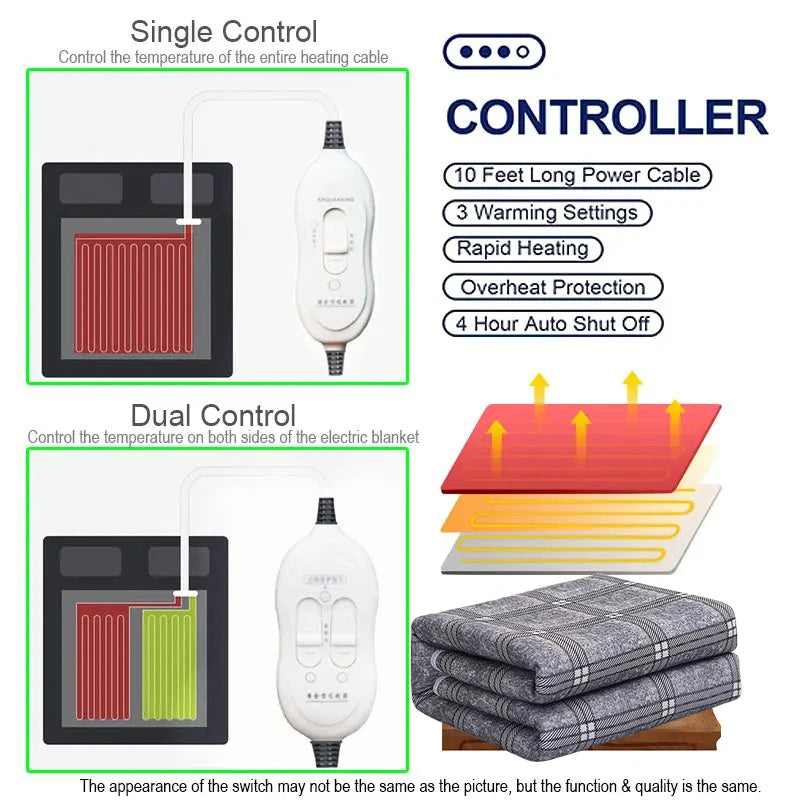 Electric Heating Blanket Automatic Thermostat Double Body