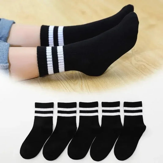 Pure Colour Soft Breathable Cotton Kids School Socks Girls Boys
