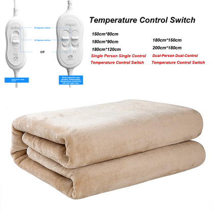 Khaki Heated Blanket with UK EU Plug Safety Certified Single