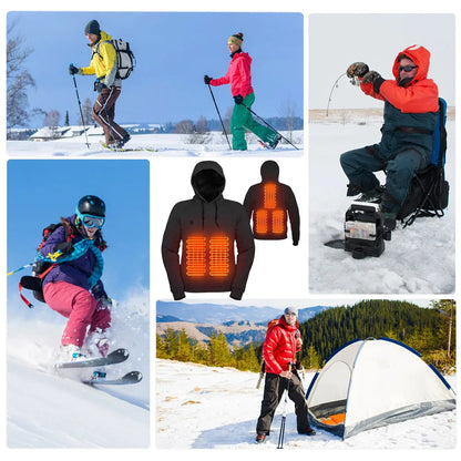 Unisex USB Heating Hoodies Outdoor Heated Jacket Clothes Winter