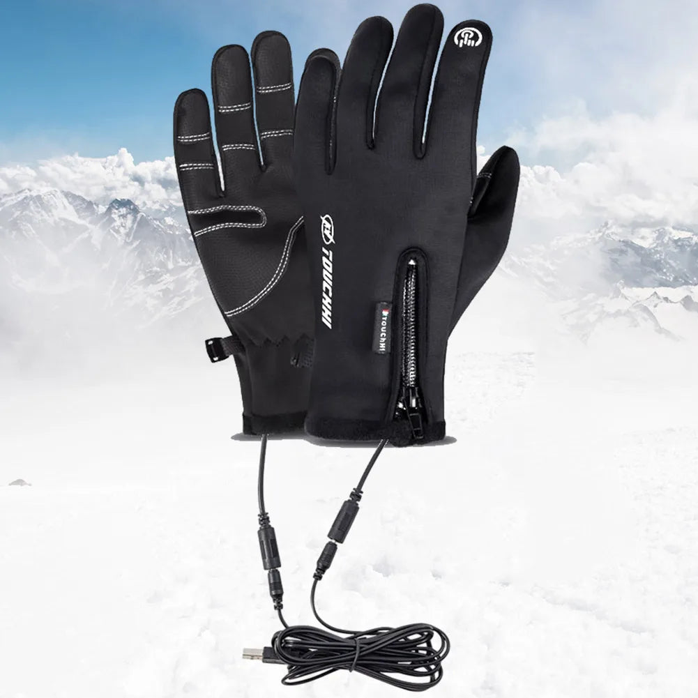 USB Touch Screen Gloves Heated Motorcycle Gloves Winter Skiing