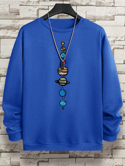 Planets In The Solar System Men Women Hoody Cartoon Crewneck