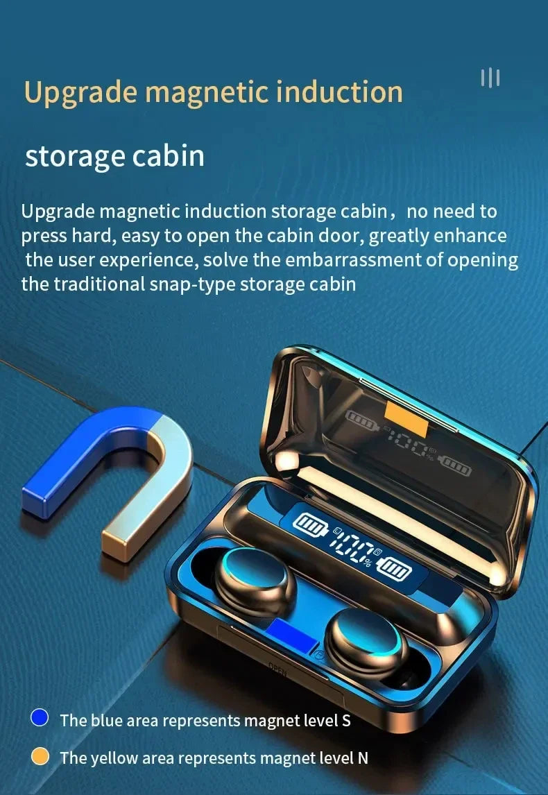 F9 Wireless Bluetooth Headphones Tws Waterproof Earbuds Earphones