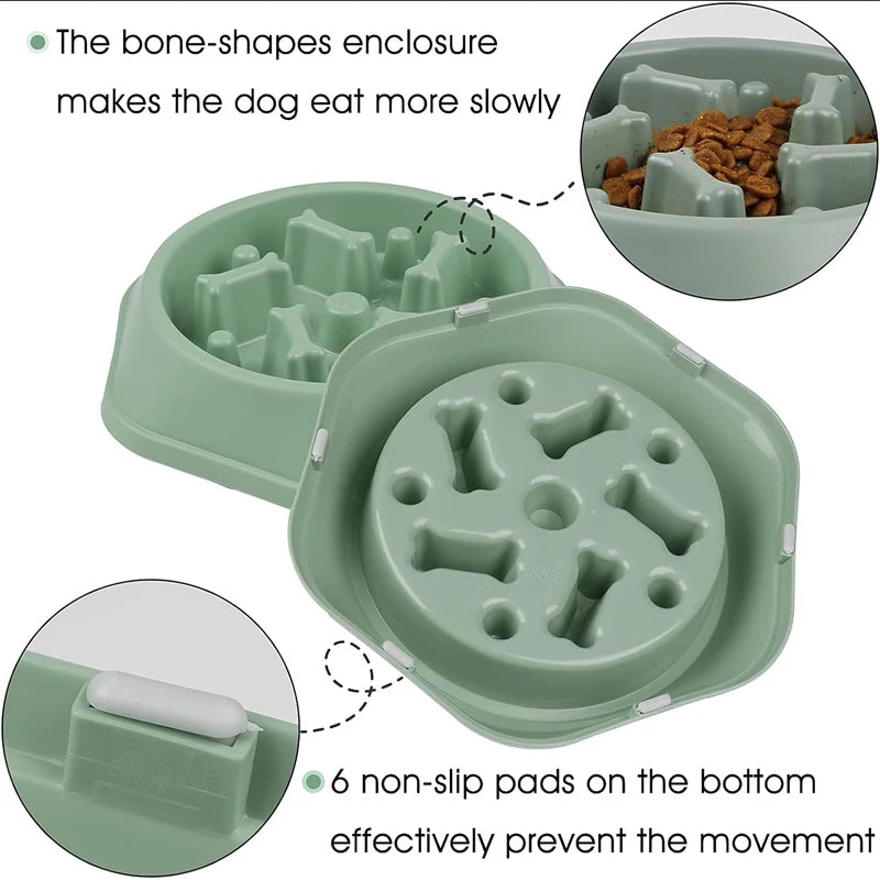 Slow Feeder Dog Bowl Anti-choking Puppy Food Bowl Anti-slip