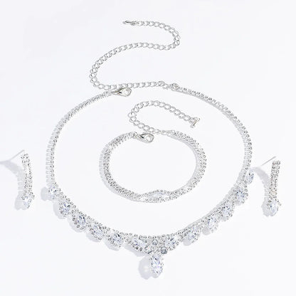 Fashion Micro inlaid Copper Zircon Petal Necklace Earrings Bracelet