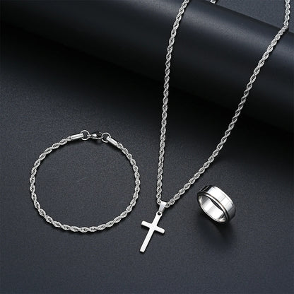 Stainless Steel Simple Jewelry Set For Men Women Fashion Silver