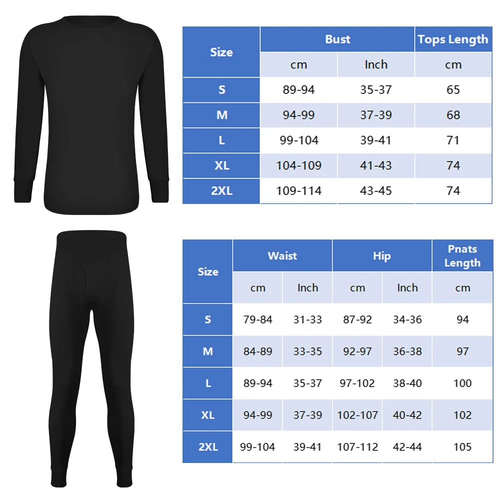 Long Johns Thermal Underwear Set for Men Fleece Lined Base