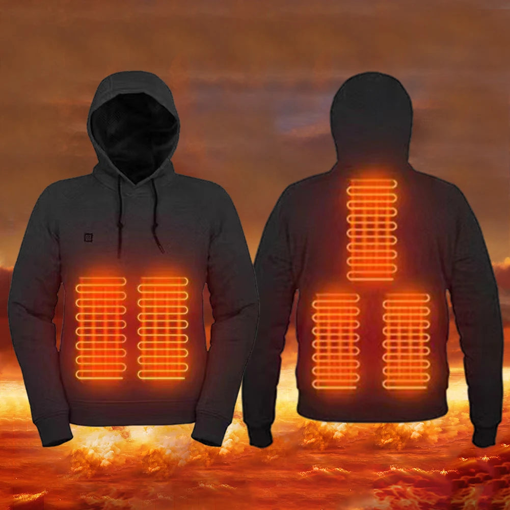 Unisex USB Heating Hoodies Outdoor Heated Jacket Clothes Winter
