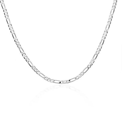 Silver-plated 4MM Chain Bracelet 18-24 Inches Man Figaro Necklace