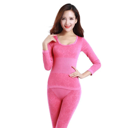 Thermal Underwear Sexy Ladies Clothes Warm Winter Print