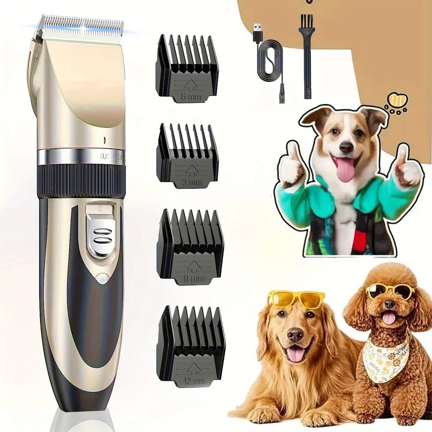 Professional Wireless Electric Pet Grooming Kit: Low-Noise Hair