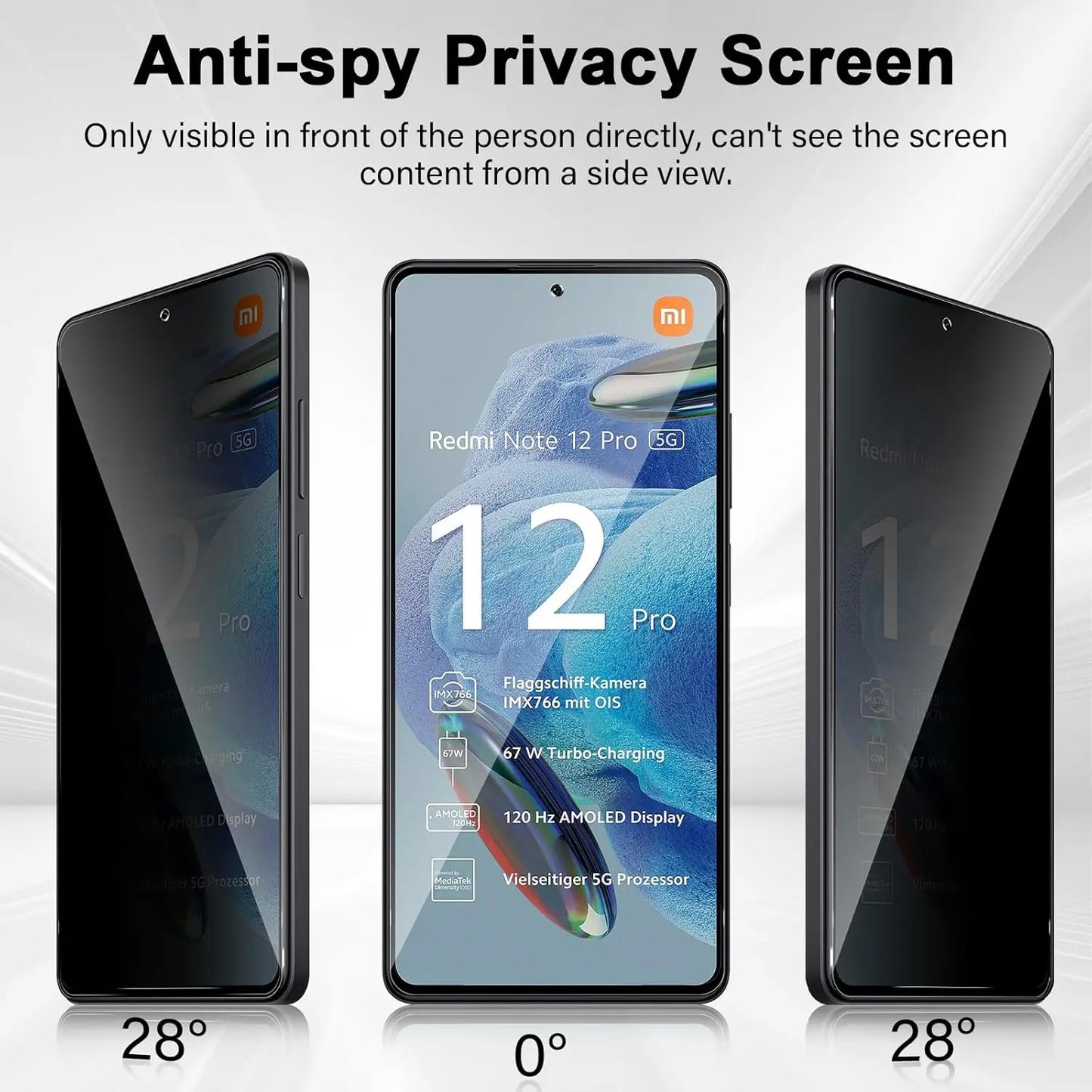 Anti Spy Screen Protector For Xiaomi Redmi Note 12 /12 Pro