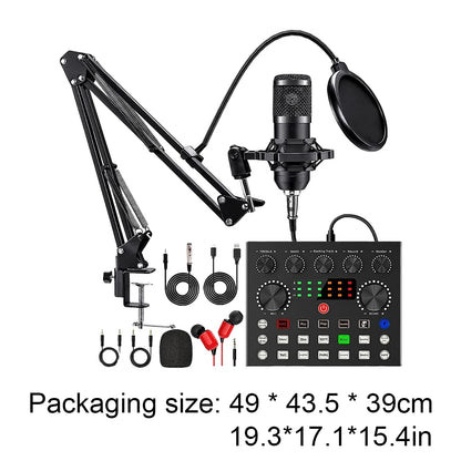 Podcast Sound Card Set Professional Audio Condenser Mic Studio