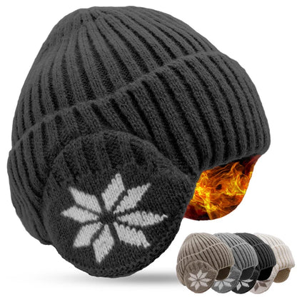 New Outdoor Women Men Winter Knitted Hat Plush Warm Peaked