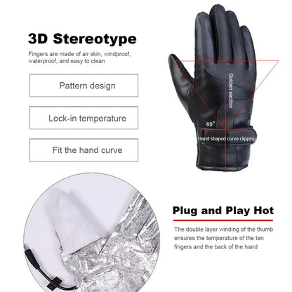Motorcycle Winter Heated Gloves 12V Heating Thermal Gloves