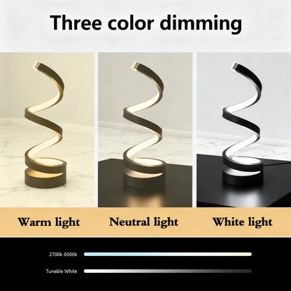 Modern Spiral Table LED Night Light Dimmable Table Lamp Living