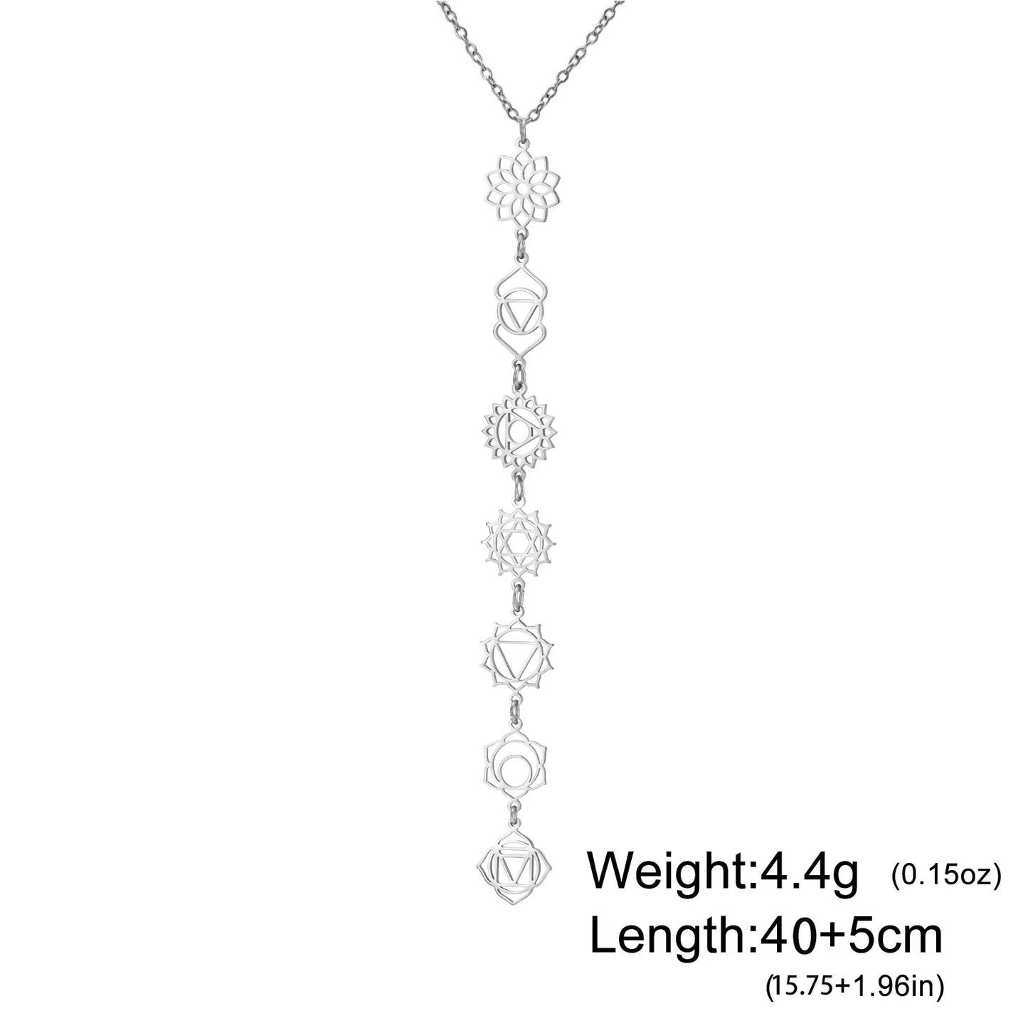 Meditation 7 Chakra Flower Necklaces for Women Stainless Steel