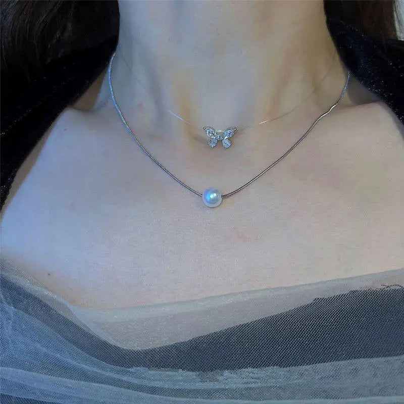 New Beads Women's Neck Chain Kpop Pearl Choker Necklace