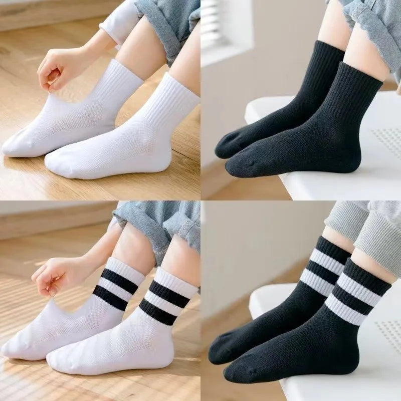 Pure Colour Soft Breathable Cotton Kids School Socks Girls Boys