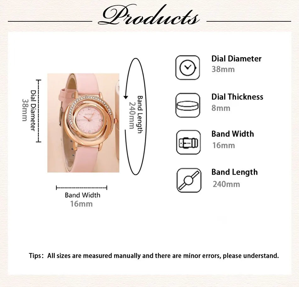 Luxury Watch Women Ring Necklace Earring Rhinestone Fashion