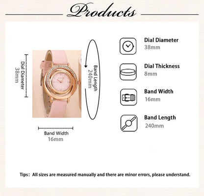 Luxury Watch Women Ring Necklace Earring Rhinestone Fashion