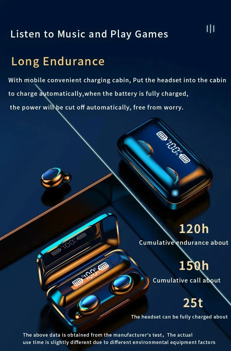 F9 Wireless Bluetooth Headphones Tws Waterproof Earbuds Earphones