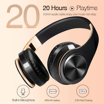 Men Gift Gold Wireless Headphones Bluetooth Earphone Stereo