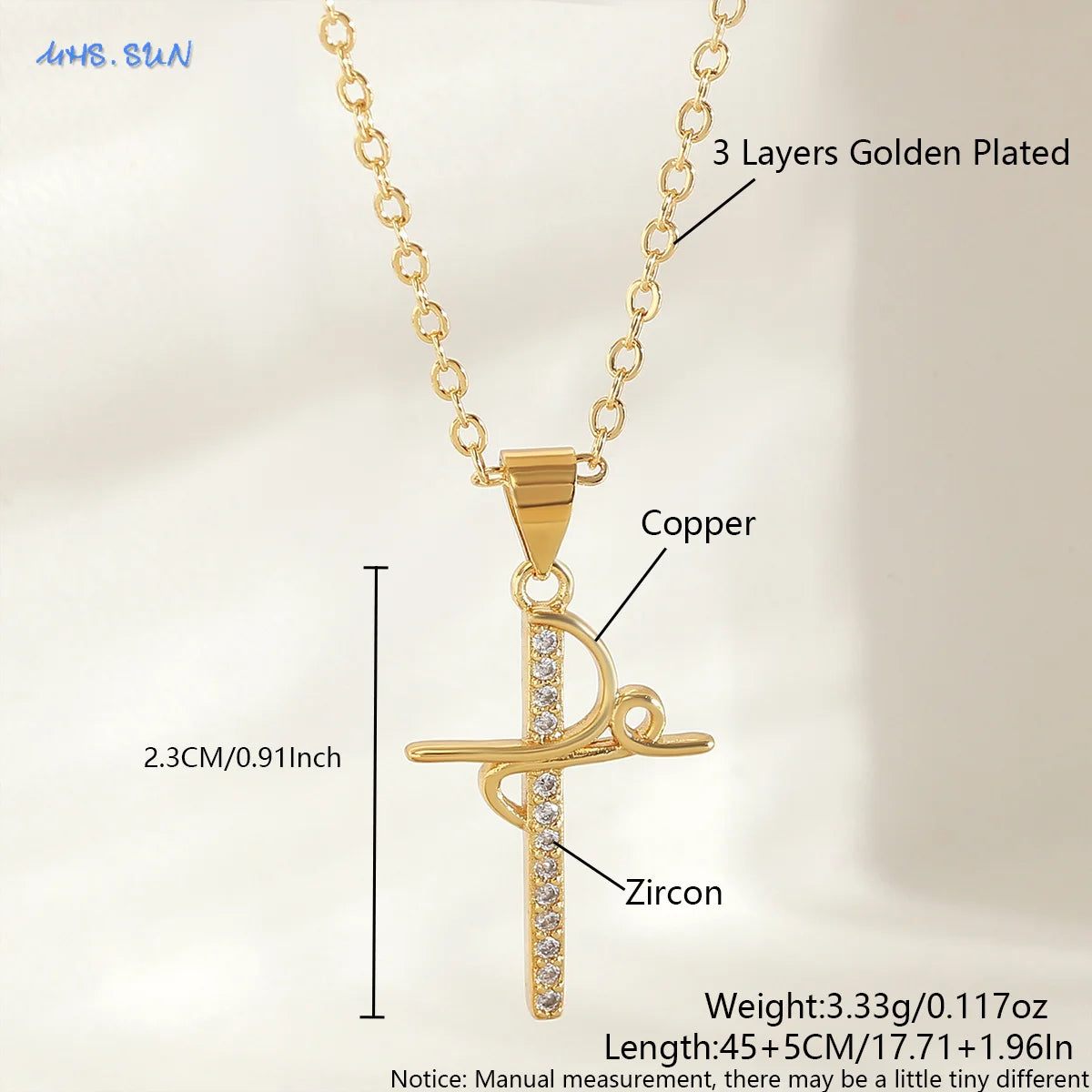 Cubic Zircon Rotatable Crown Cross Pendant Necklaces