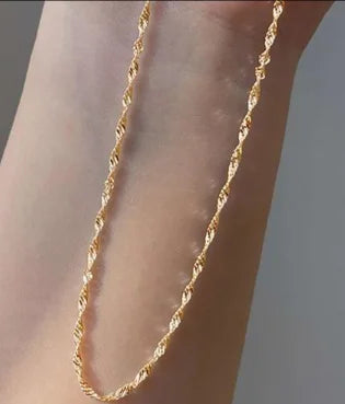 Exquisite Gold Plated Stainless Steel Thin Chain Necklace Freshwater