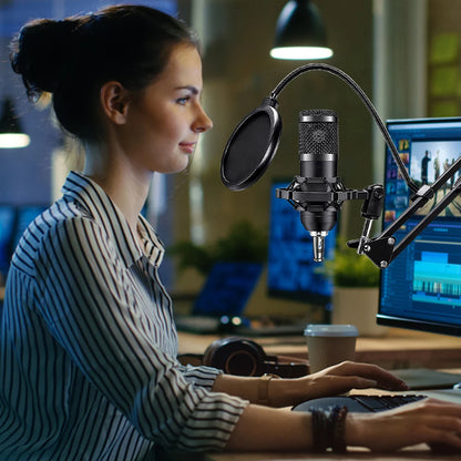 Podcast Sound Card Set Professional Audio Condenser Mic Studio