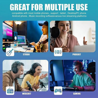 Live Podcast Equipment Set, with BM800 studio microphone, audio