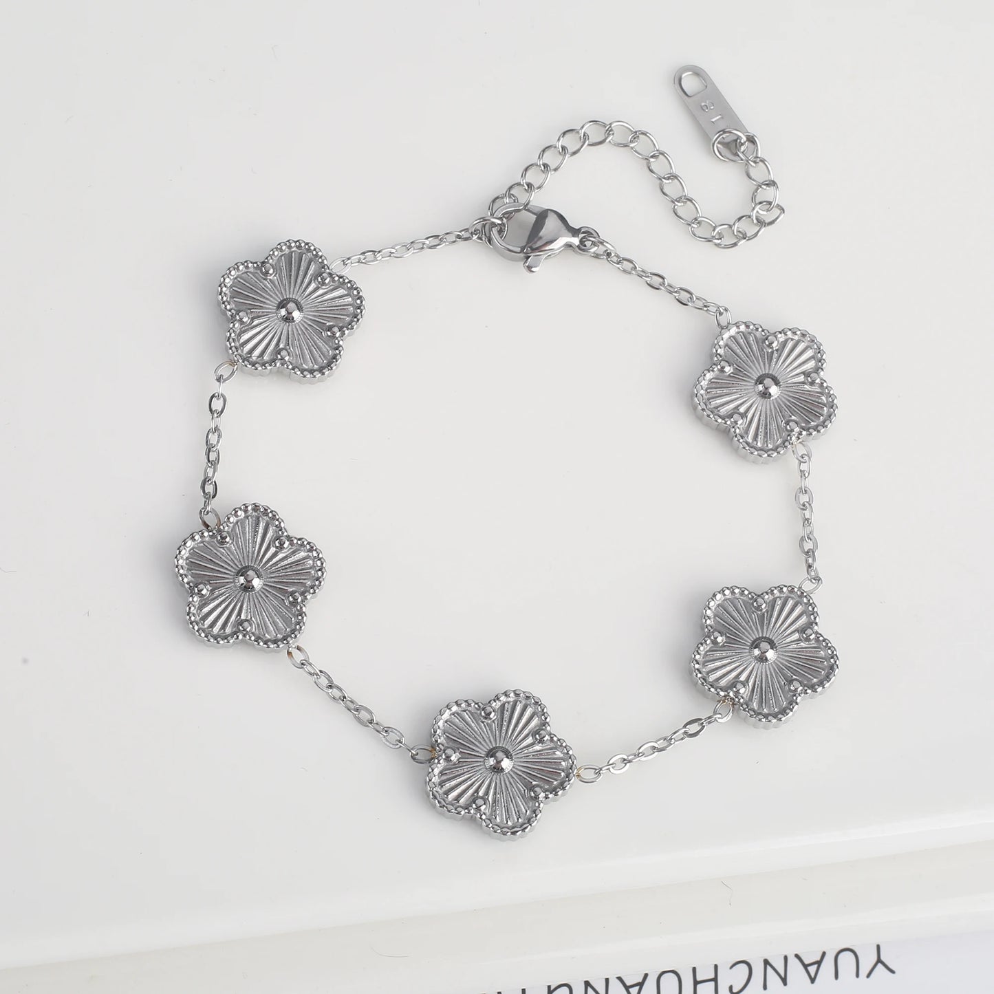 Stainless Steel Bracelet Ladies Adjustable Five Flower