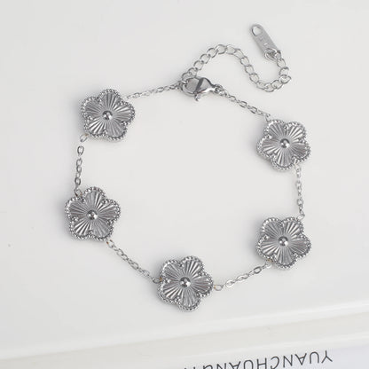 Stainless Steel Bracelet Ladies Adjustable Five Flower