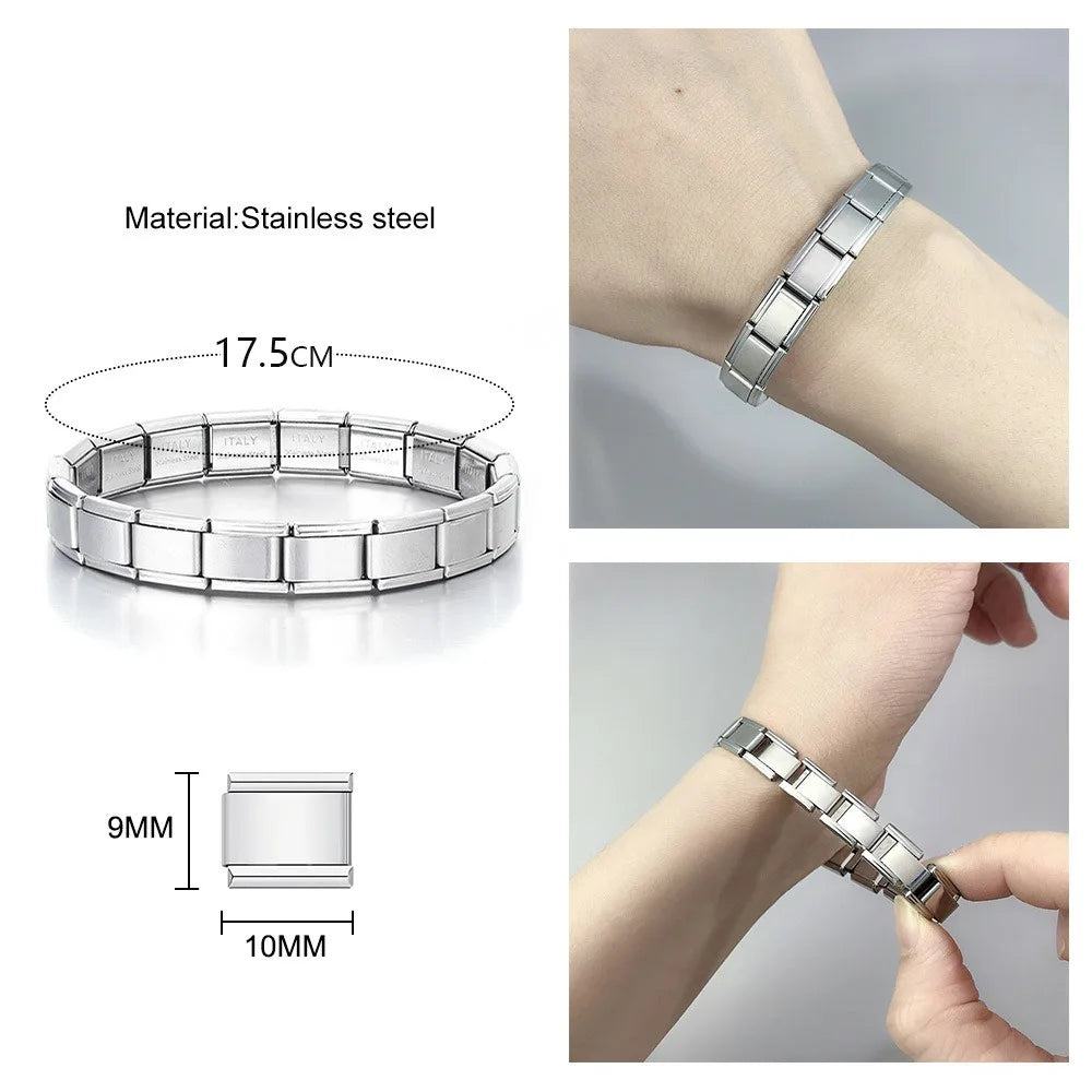 Simple Bangles Italian Links Stainless Steel 9mm Width