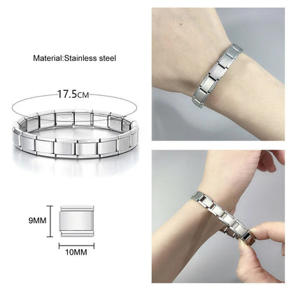 Simple Bangles Italian Links Stainless Steel 9mm Width