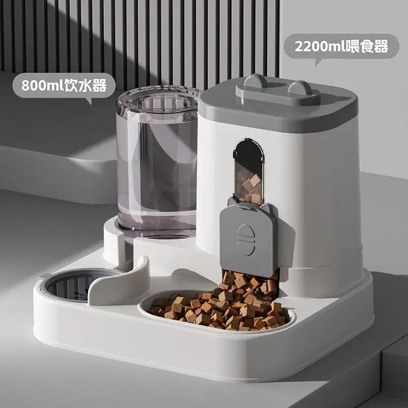 Dog & Cat Automatic Feeder & Waterer Set: Gravity Design, Leak-Proof