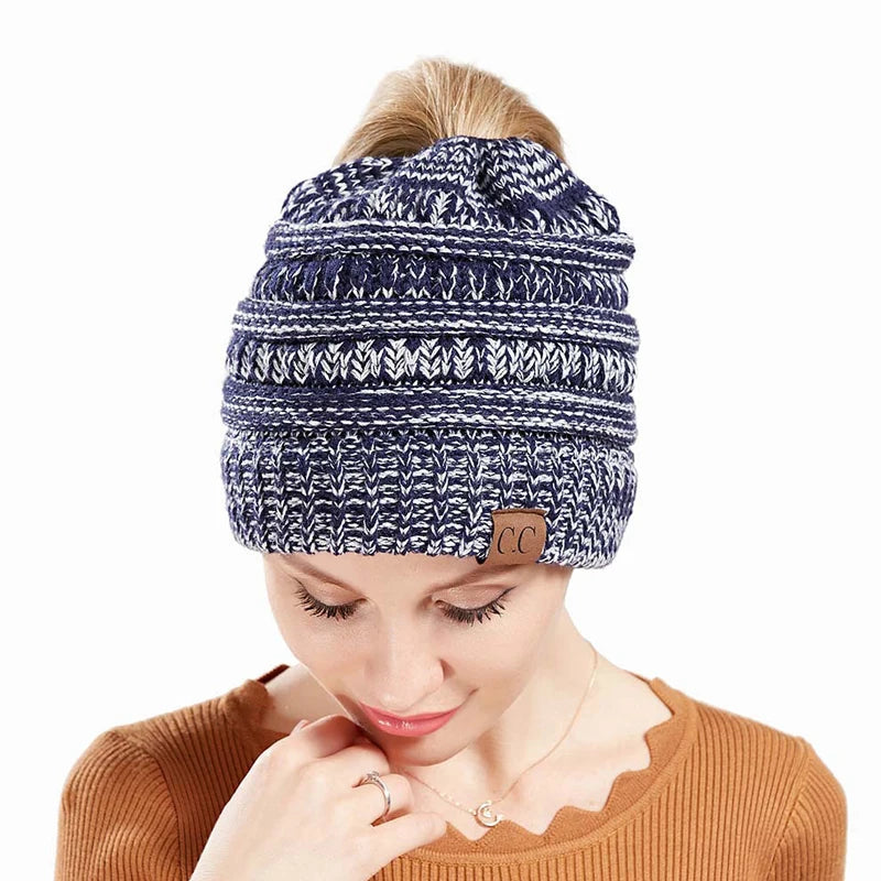 New Outdoor Warm Winter Woolen HatsAcrylic Open Horsetail