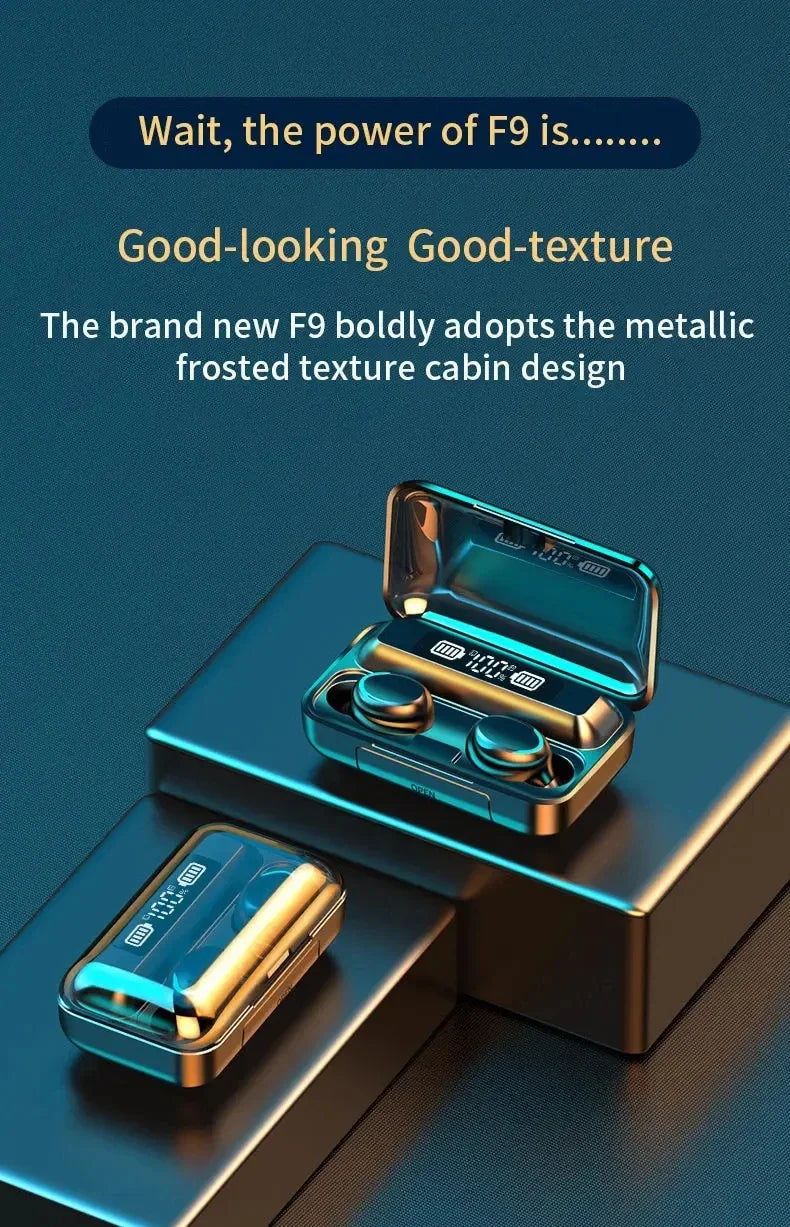 F9 Wireless Bluetooth Headphones Tws Waterproof Earbuds Earphones