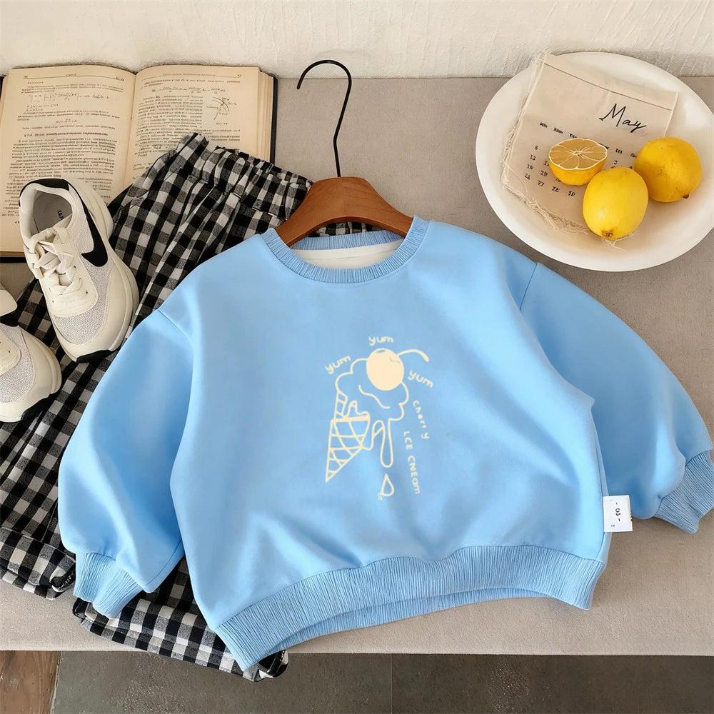 Fashion Solid Color Kids Clothes Boys Sweatshirt Cotton Long