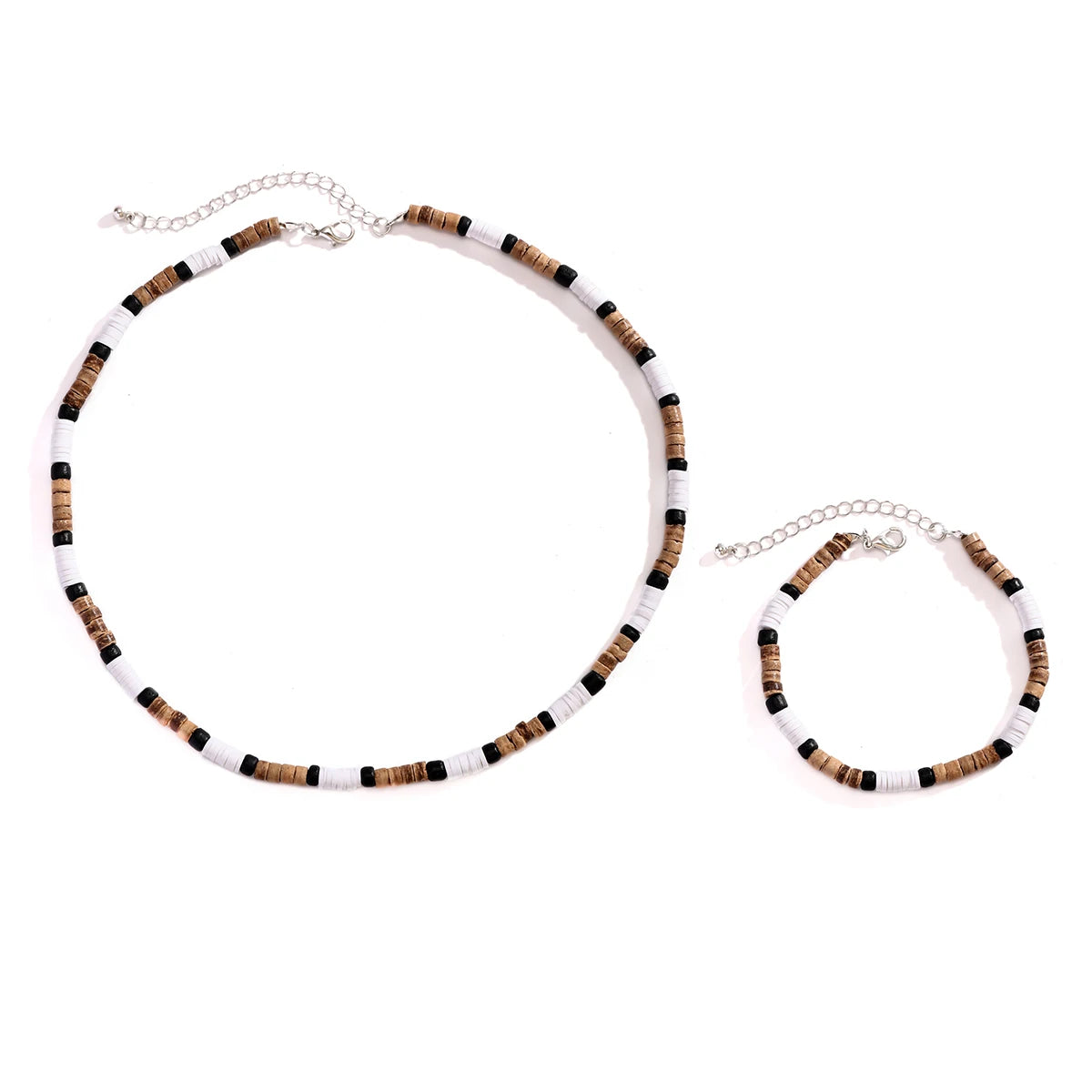 KunJoe 2pcs/set Vintage Natural Soft Clay Beads Bracelet Necklace