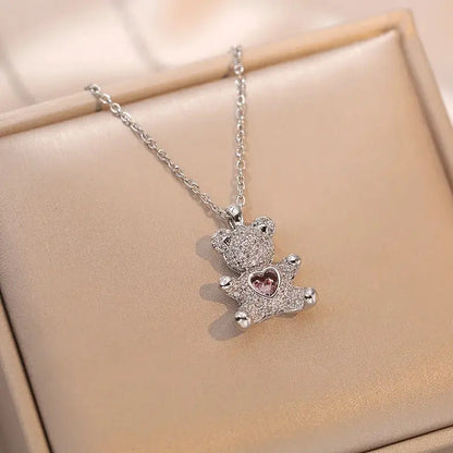 Stainless Steel Green Zirconia Pendant Necklaces For Women