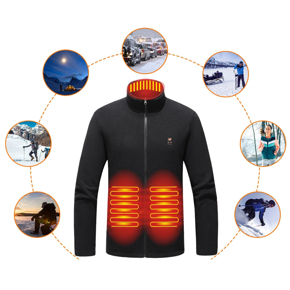 Heated Area Heated Jacket USB Charging Heated Zip Up Coat